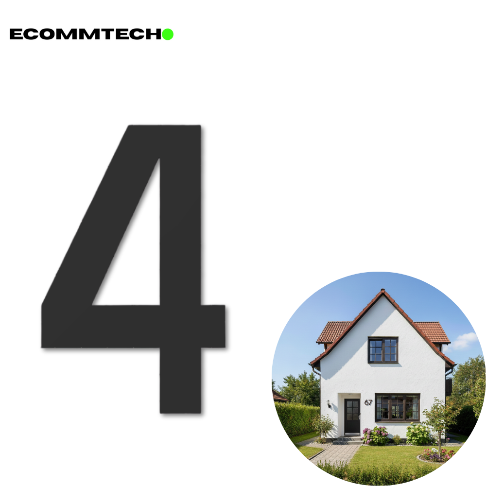 Cyfra na elewację domu – numer adresowy 4 trwała i odporna Czarna