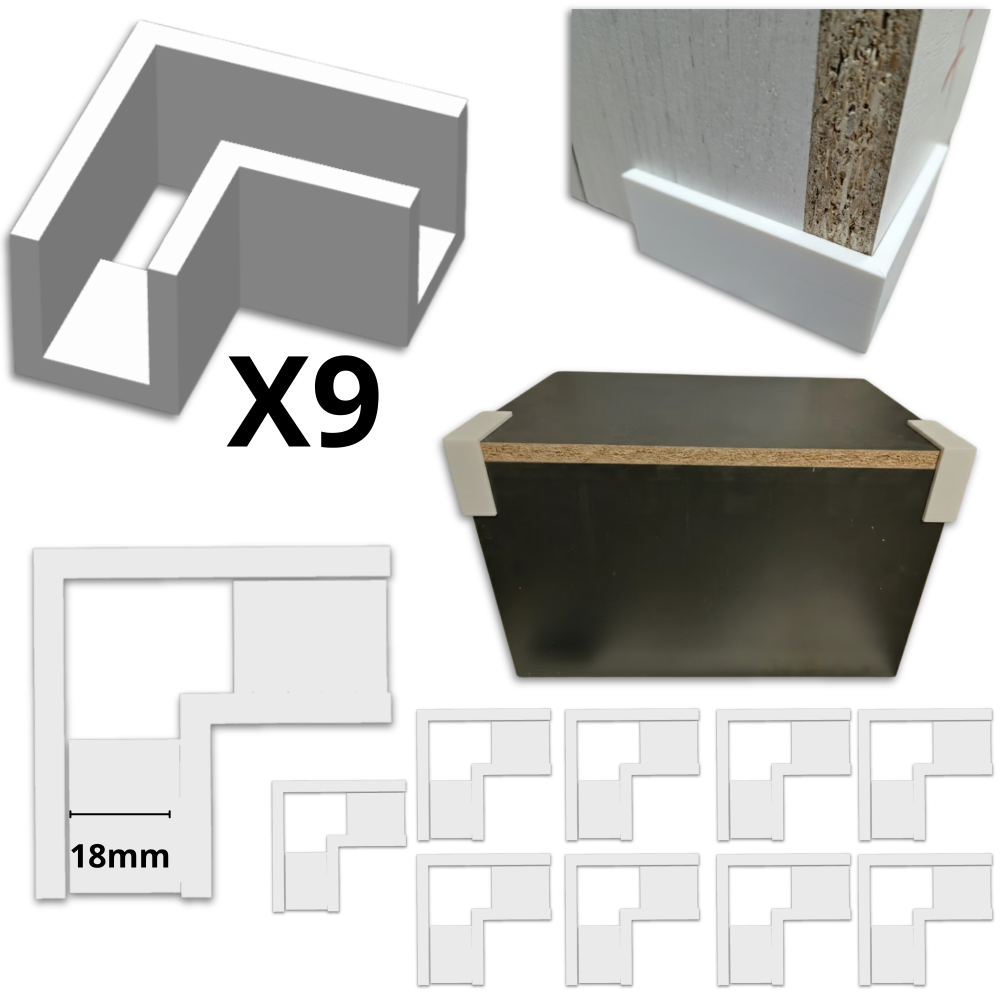 ZESTAW 9 UCHWYTÓW STOLARSKICH 18 MM TRZECIA RĘKA 9x KĄTOWY NAROŻNY