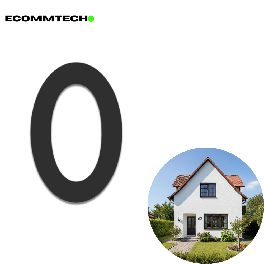 Cyfra na elewację domu – numer adresowy 0 trwała i odporna Czarna